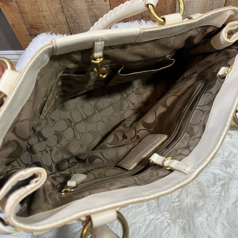 Coach Hampton Braid Ivory Tote - Picture 2 of 13
